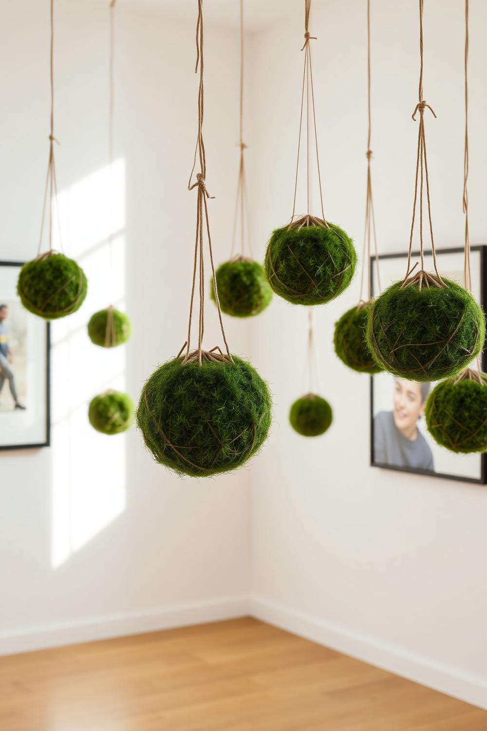 Galleria di kokedama sospesi